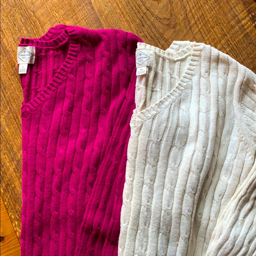 St. John’s Bay cable v-neck sweaters (2)